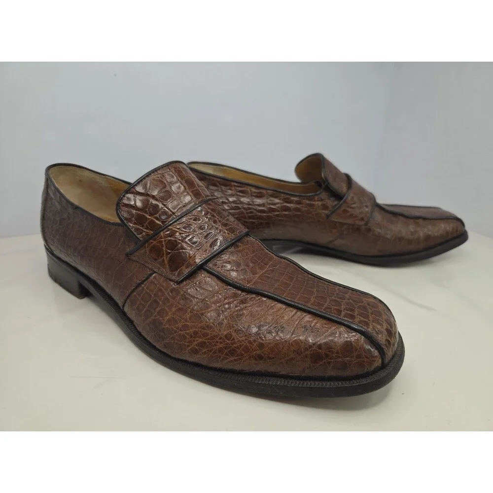 Vintage FBSC Marco D'Oro Italy Genuine Alligator Loafers Mens 9.5 D Excellent